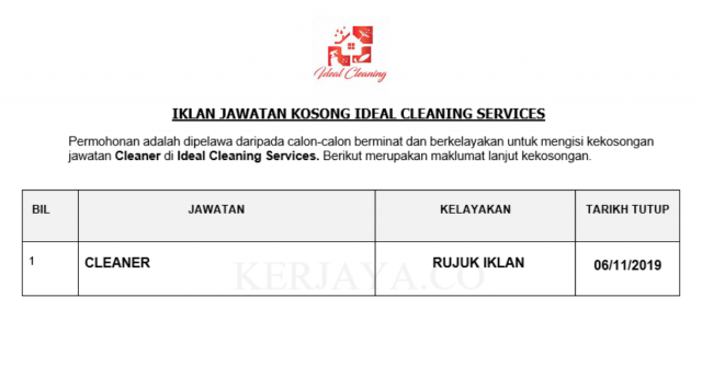Ideal Cleaning Services ~ Cleaner