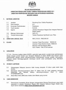 Iklan Jawatan Guru Tabika Perpaduan
