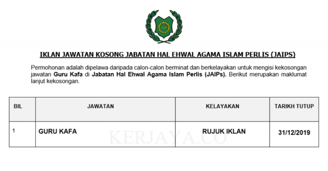 Jabatan Hal Ehwal Agama Islam Perlis (JAIPs) ~ Guru Kafa