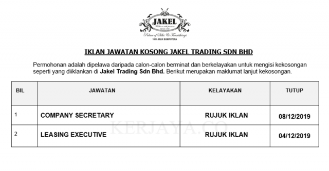 Jakel Trading ~ Company Secretary &Leasing Executive