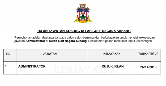 Kelab Golf Negara Subang ~ Administrator
