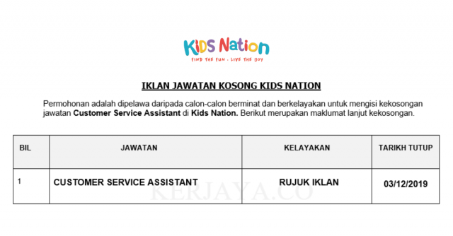 Kids Nation ~ Customer Service Assistant