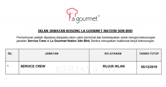 La Gourmet Nation ~ Service Crew