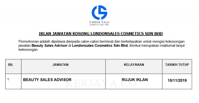 Londonsales Cosmetics ~ Beauty Sales Advisor