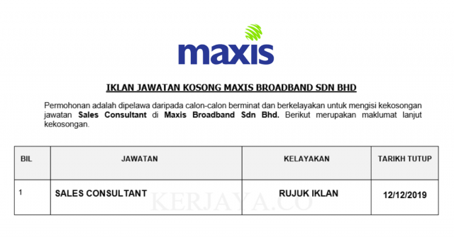 Maxis Broadband ~ Sales Consultant