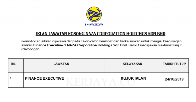 NAZA Corporation Holdings ~ Finance Executive