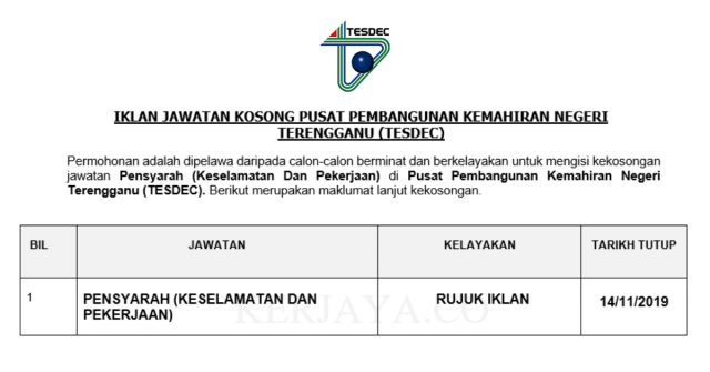 Pusat Pembangunan Kemahiran Negeri Terengganu (TESDEC)