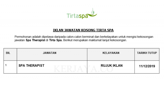 Tirta Spa ~ Spa Therapist