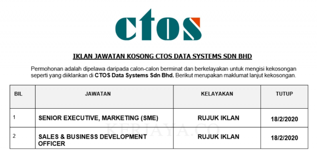 CTOS Data Systems ~ Senior Executive, Marketing & Sales & Business Development Officer