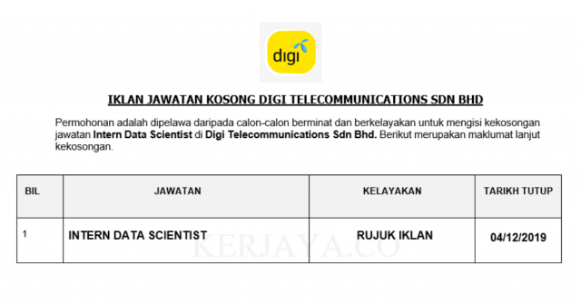 Digi Telecommunication ~ Intern Data Scientist
