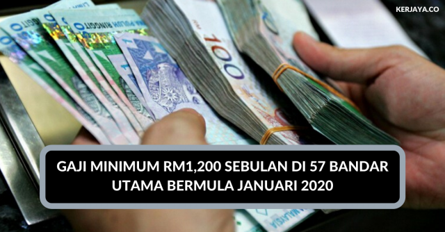 Gaji Minimum RM1,200 Sebulan di 57 Bandar Utama Bermula Januari 2020