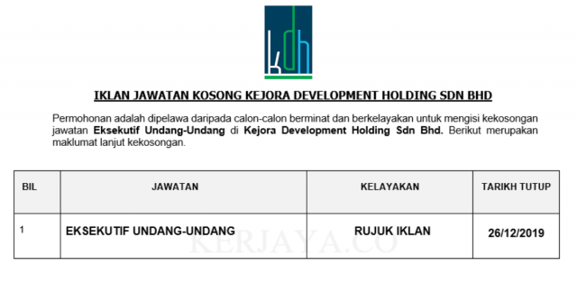 Kejora Development Holding ~ Eksekutif Undang-Undang