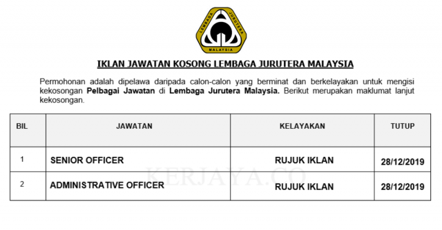 Lembaga Jurutera Malaysia ~ Senior Officer & Admin Officer