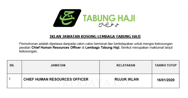Lembaga Tabung Haji (TH) ~ Chief Human Resources Officer