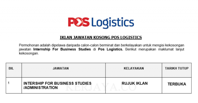 Pos Logistics ~ Internship For Business Studies