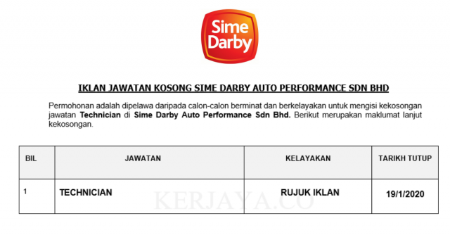 Sime Darby ~ Technician