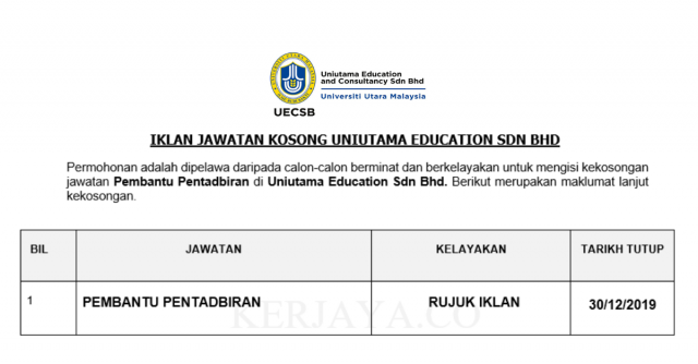 Pembantu Pentadbiran di UUM International School