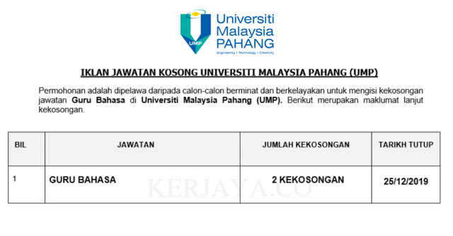 Guru Bahasa di Universiti Malaysia Pahang (UMP)