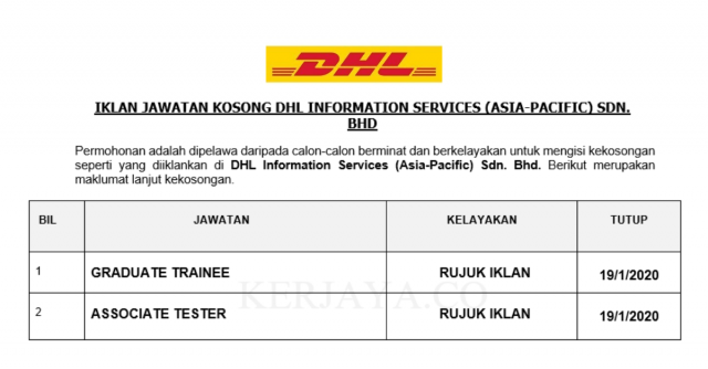 DHL Information Services ~ Pelbagai Kekosongan Jawatan