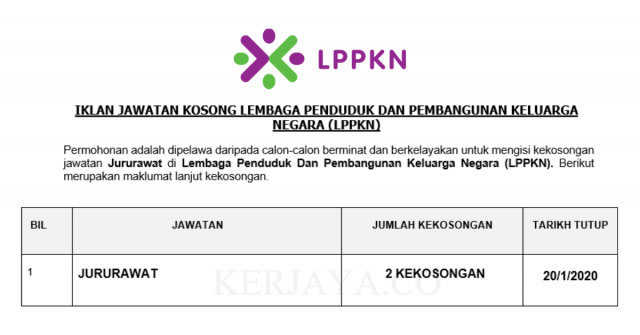 2 Kekosongan Jawatan Jururawat LPPKN