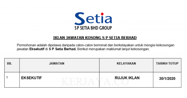 S P Setia Berhad ~ Eksekutif
