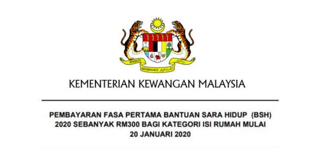 Tarikh Pembayaran BSH Fasa Pertama Bantuan Sara Hidup 2020 Dibayar 20 Jan Ini