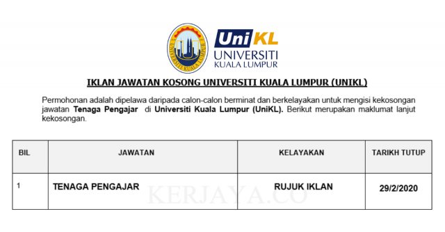 Tenaga Pengajar di Universiti Kuala Lumpur (UniKL)