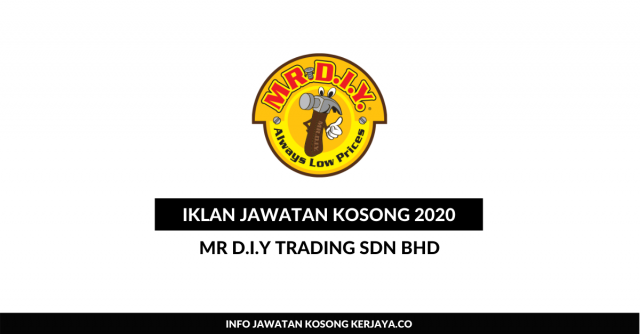 MR D.I.Y Trading ~Pengurus Sumber Manusia, Eksekutif Pemasaran & Pelbagai Jawatan