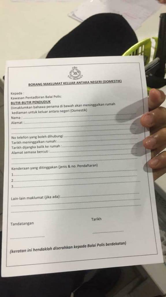 Contoh Borang Larangan Keluar Antara Negeri Yang Perlu Anda Isi