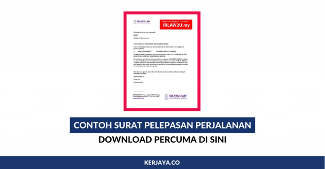 Contoh Surat Pelepasan Perjalanan. Download Percuma Untuk Dijadikan Contoh