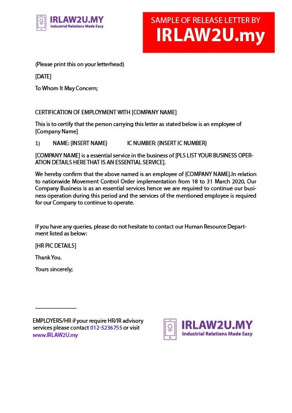 Contoh Surat Pelepasan Perjalanan