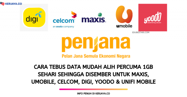 Cara Tebus 1GB Internet Percuma Setiap Hari Untuk Pelanggan Celcom, Digi, Maxis dan UMobile