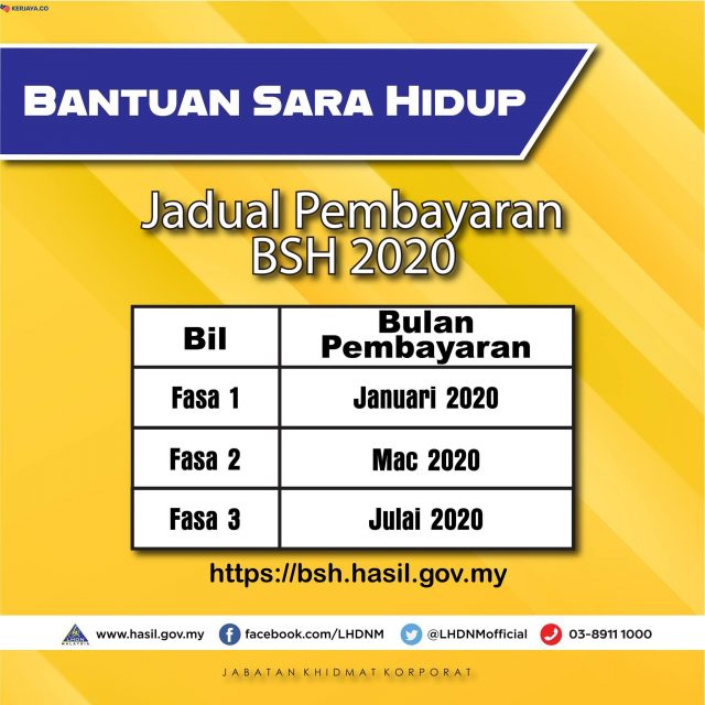 Jadual Pembayaran BSH Julai