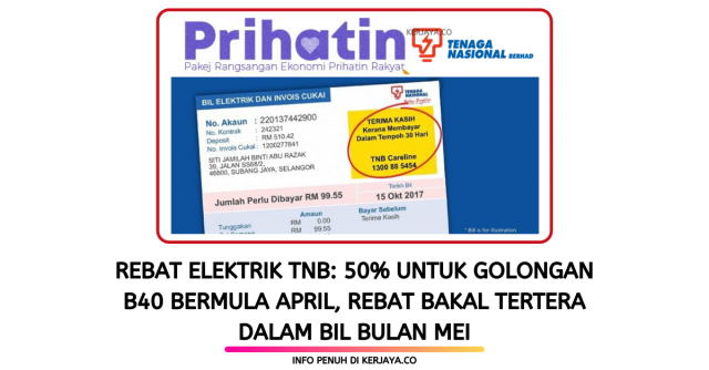 Rebat Elektrik TNB: 50% Untuk Golongan B40 Bermula April, Rebat Bakal Tertera Dalam Bil Bulan Mei