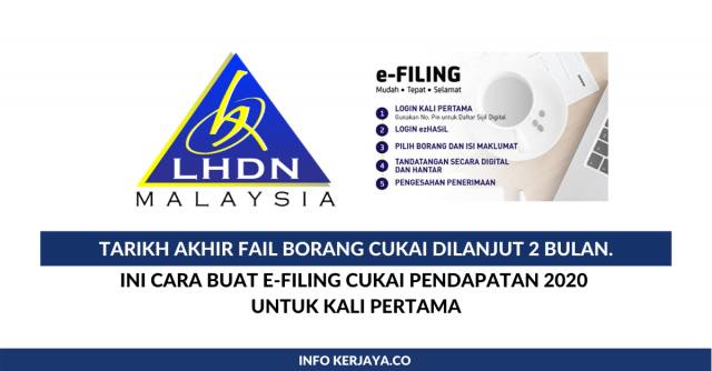 Cara Buat e-Filing Cukai Pendapatan 2020 Untuk Kali Pertama