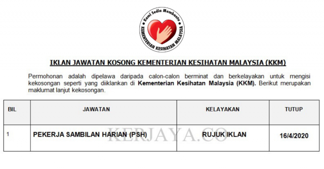 Pekerja Sambilan Harian (PSH) Di Kementerian Kesihatan Malaysia (KKM)