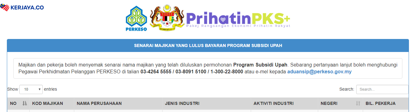 Cara Semak Senarai Majikan Yang Lulus Program Subsidi Upah PERKESO