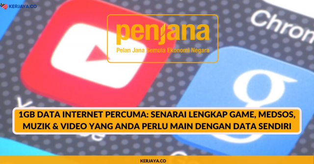 1GB Data Internet Percuma: Senarai Lengkap Game, MedSos, Muzik & Video Yang Anda Perlu Main Dengan Data Sendiri