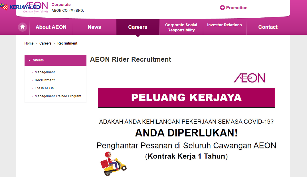 Kerja Di AEON Selama 1 Tahun Dan Dapat Motorsikal Free