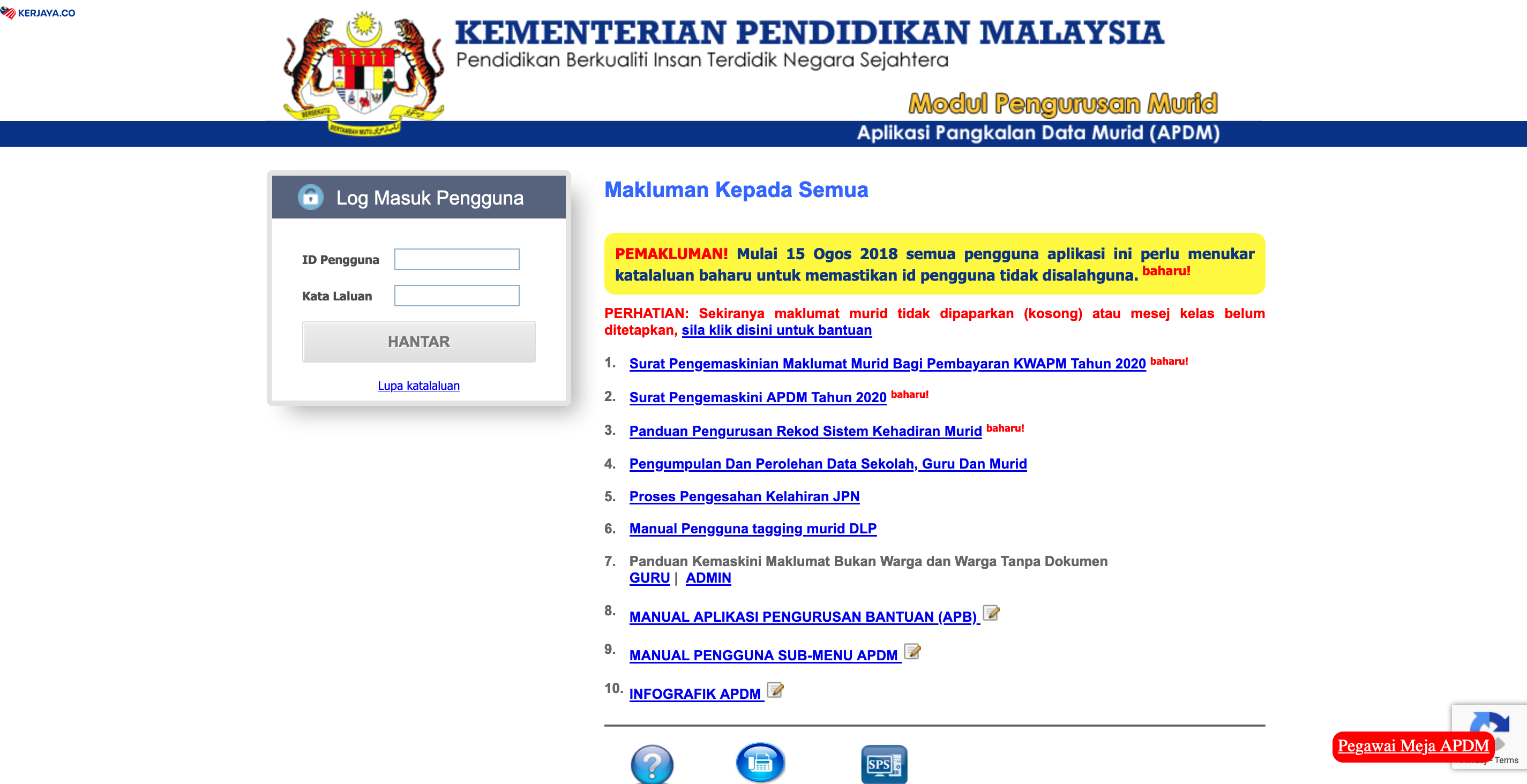 Cara Dan Langkah-Langkah Login Aplikasi Pangkalan Data Murid (KPM)