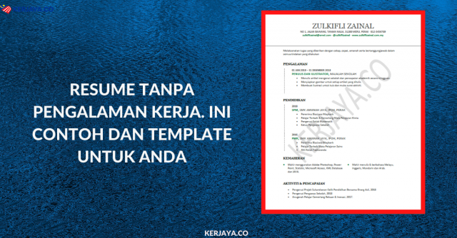 Contoh Resume Tanpa Pengalaman Kerja! Boleh Tiru Template Ini