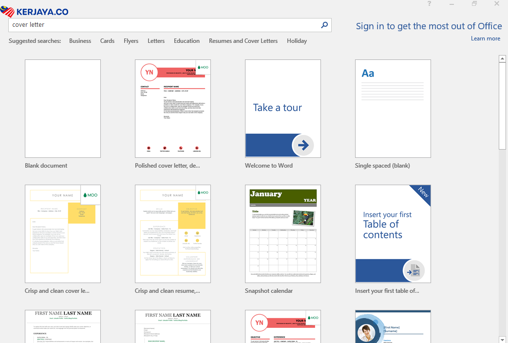 Cara Buat Cover Letter Guna Templates Microsoft Word, Free Sahaja