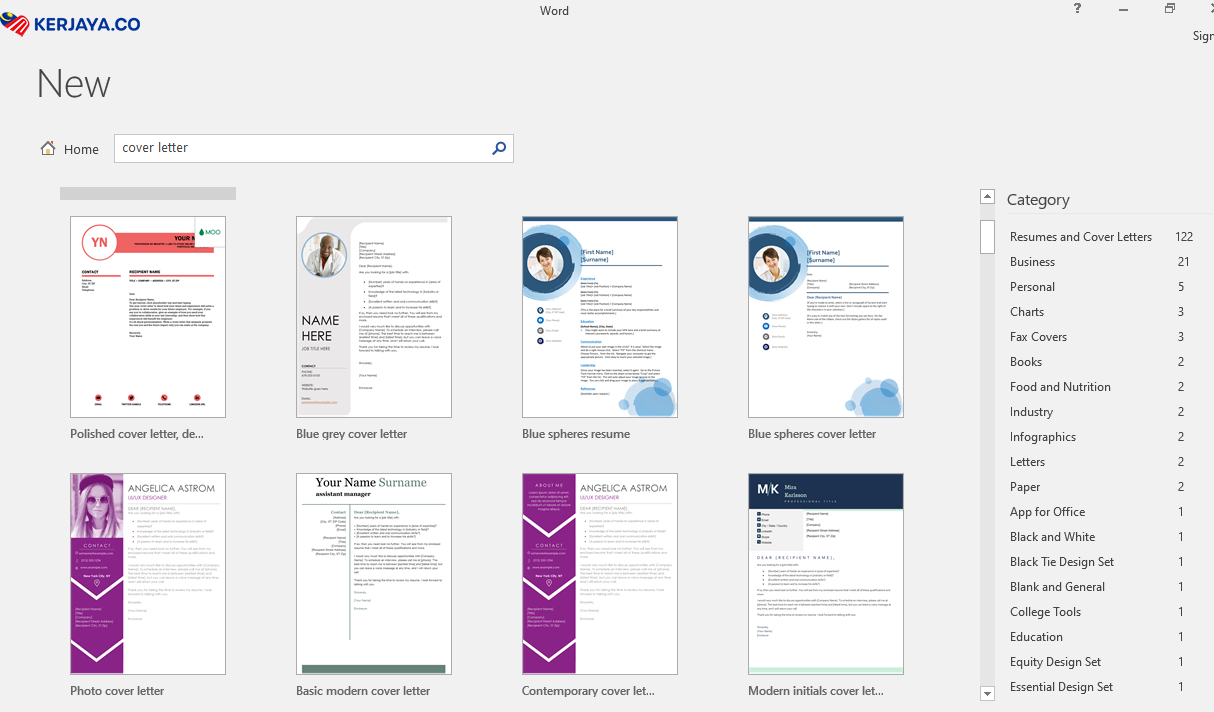 Cara Buat Cover Letter Guna Templates Microsoft Word, Free Sahaja