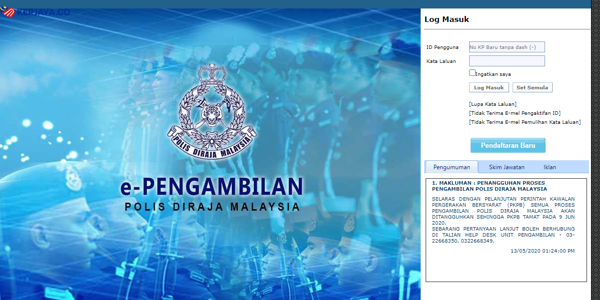 Kini, untuk memohon jawatan Polis PDRM anda hanya perlu secara online iaitu melalui Portal e-Pengambilan dan boleh dibuat sepanjang tahun.
