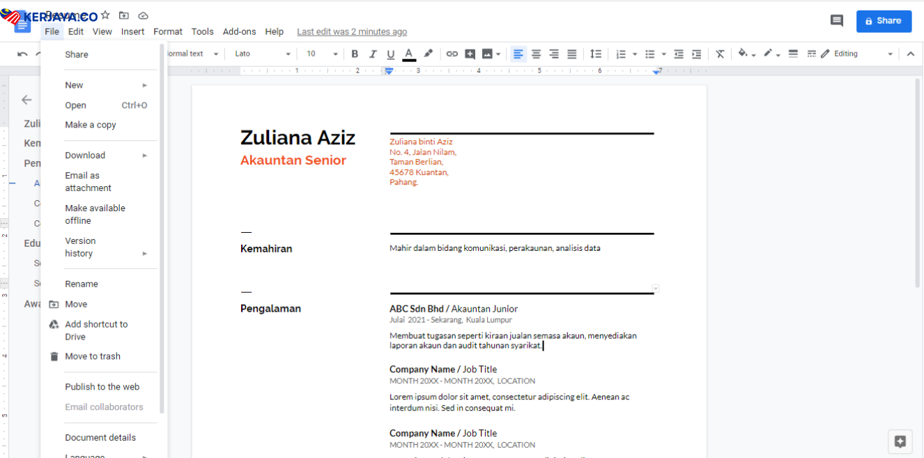Cara Buat Resume Menggunakan Google Docs, Mudah Sangat