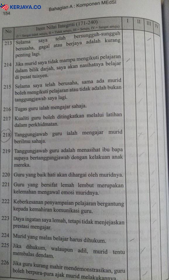 Soalan Ujian MEdSI, Ujian Inventori Pemilihan Pendidik Malaysia Universiti Awam