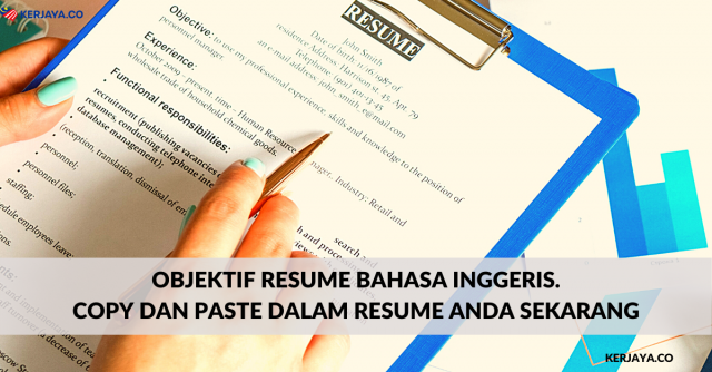 Objektif Resume Bahasa Inggeris. Copy Dan Paste Dalam Resume Anda Sekarang