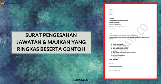 Surat Pengesahan Jawatan & Majikan Yang Ringkas Beserta Contoh