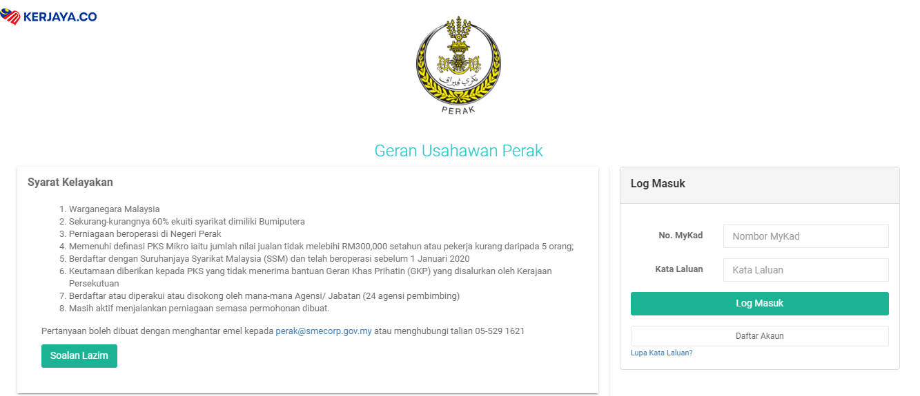 Geran Usahawan Perak (GeRUP) Sediakan RM3,000 Untuk Anda. Mohon Sekarang