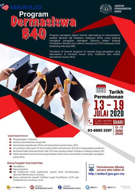Program Dermasiswa B40 2020, Mohon Sekarang Secara Online